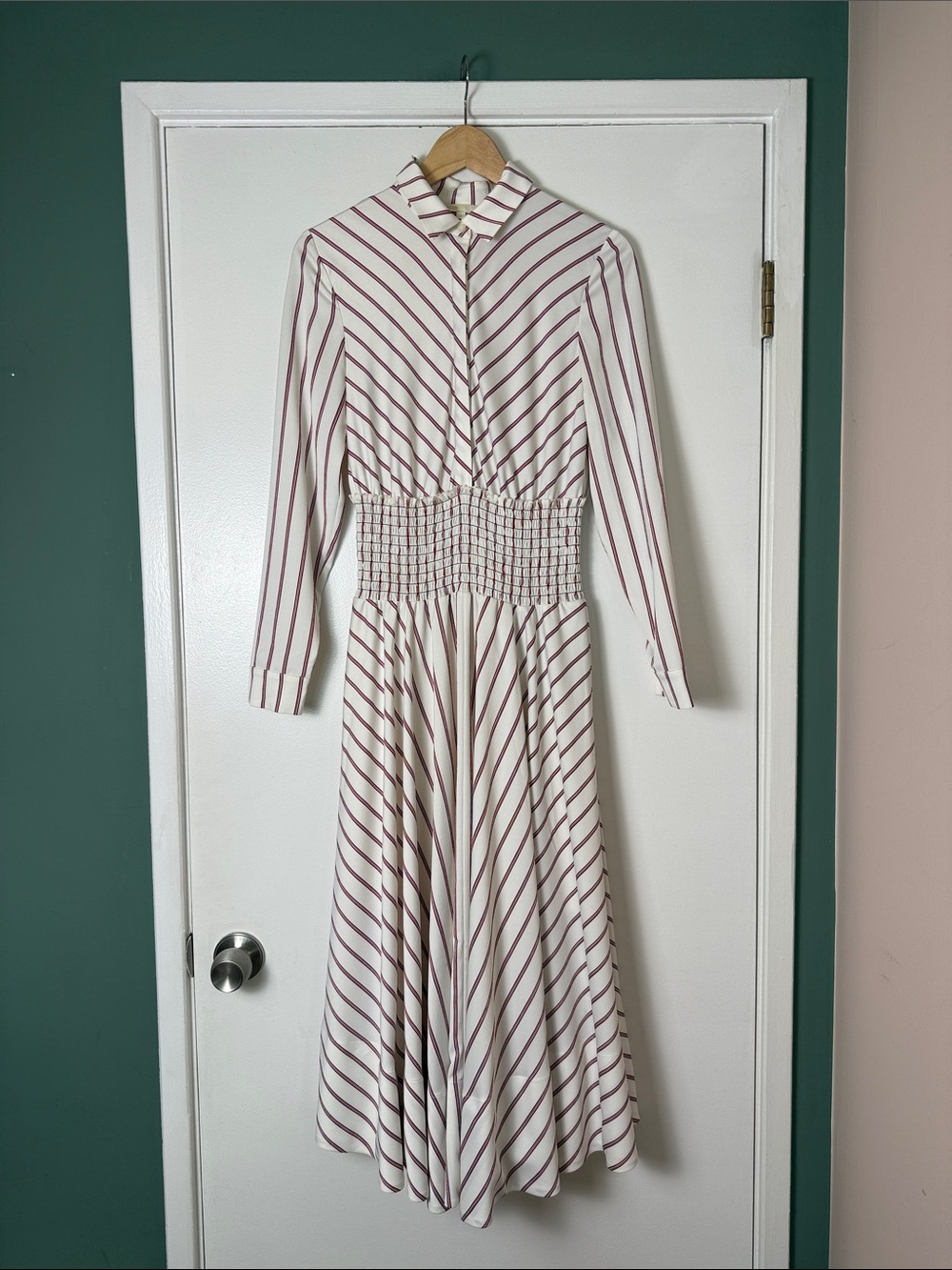 Maje Striped Midi Length Dress - Designer Size 2 / Medium